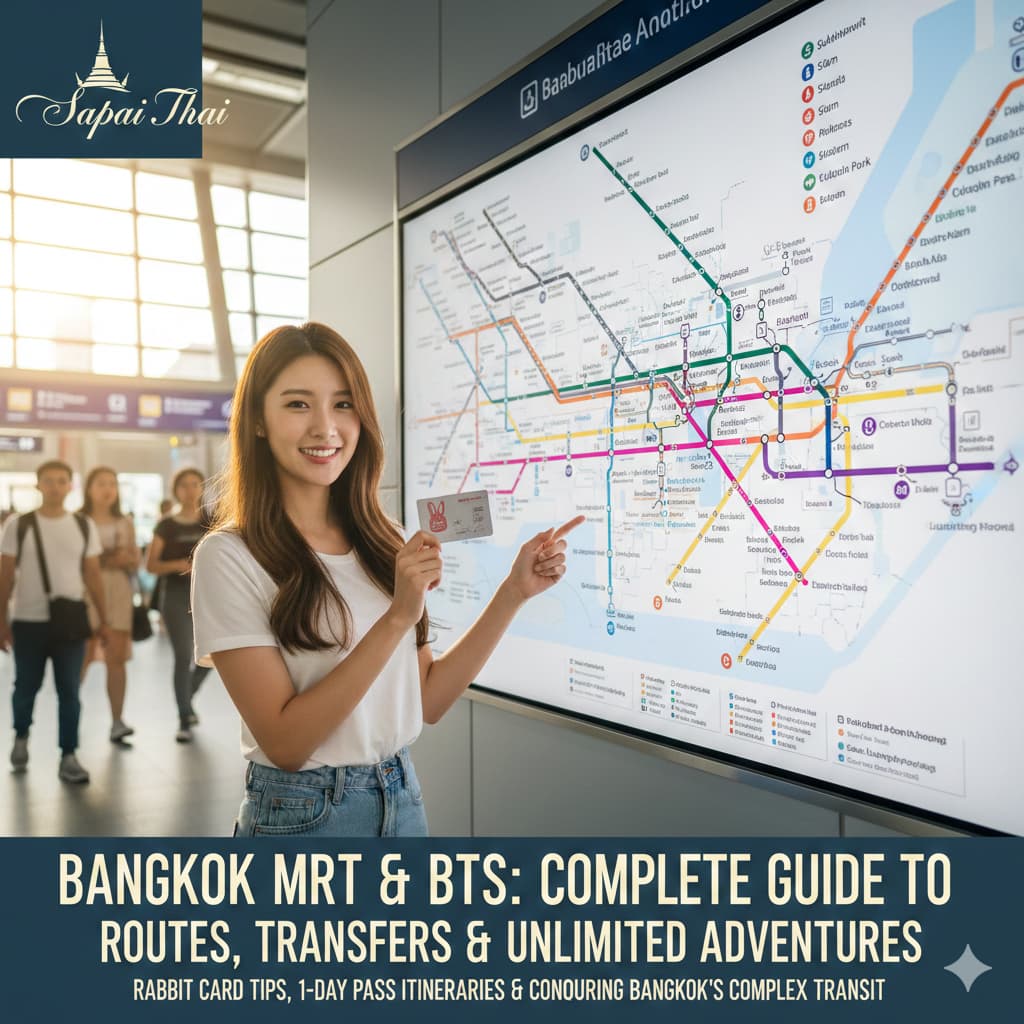 Bangkok BTS Skytrain Running Through City