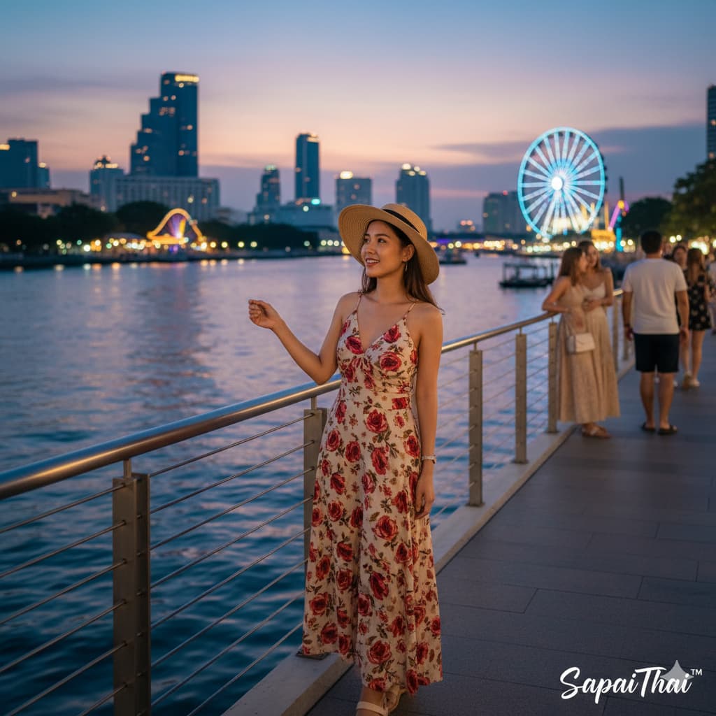 Bangkok Asiatique Night View with Ferris Wheel - 방콕 아시아티크 대관람차 야경
