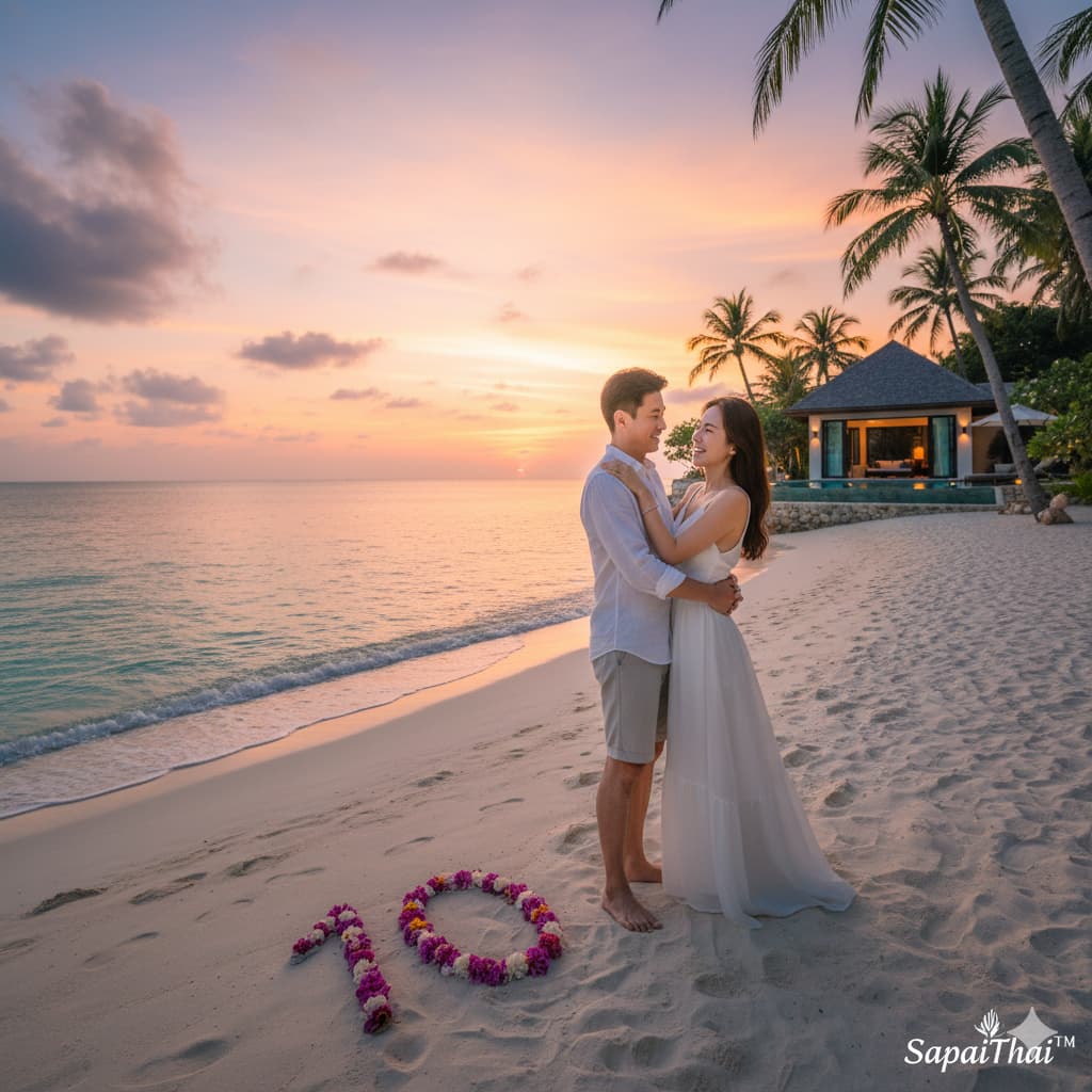 결혼 10주년 기념 코사무이의 아름다운 바다와 리조트 전경